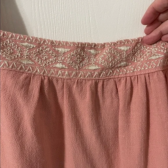 NWT Kori Boho Pink Coral Flowy Embroidered Trim Tie Strap Top Size Medium - Picture 3 of 9